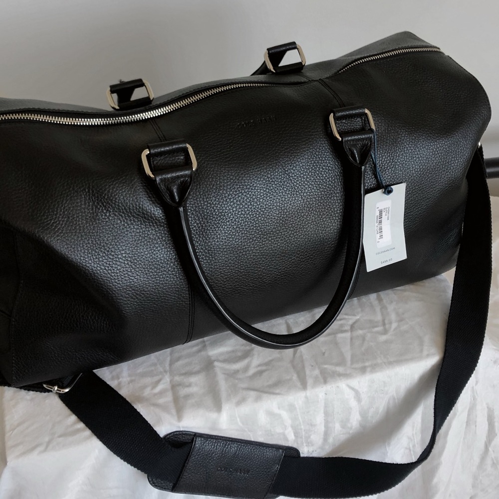 Cole Haan Black Leather Duffle Bag